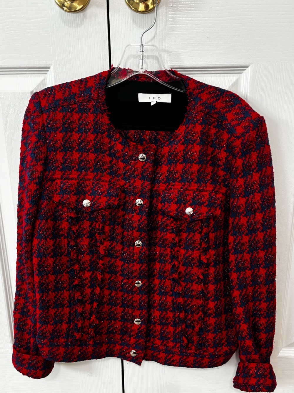 IRO Red & Black Tweed Jacket Womens size 40